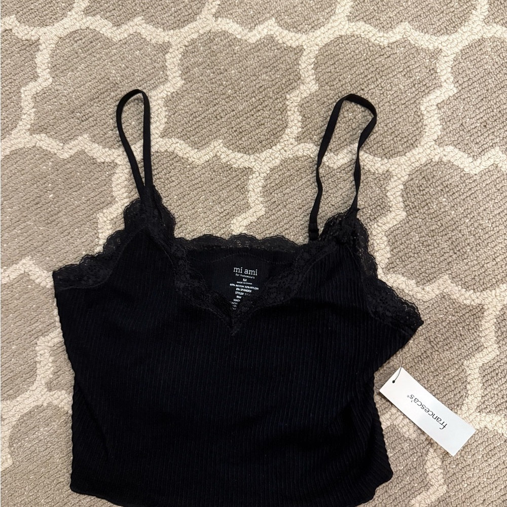 Francesca's Collections Black Lace Trim Tank Top